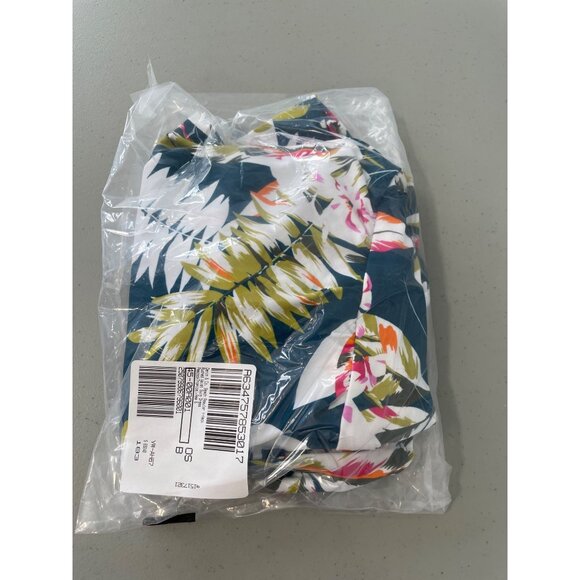 Denim and Co Beach Regular V Neck Ruched Waist Swim Dress Size 6 Tropical Print - Picture 8 of 9
